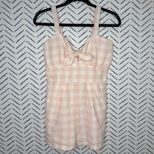 Hope & Henry Pink Check Cottagecore Romper shorts Size 6